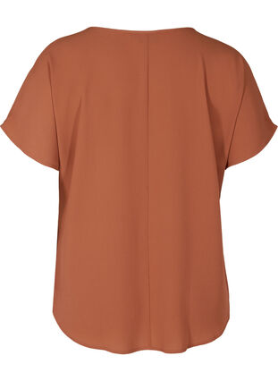Blouse with short sleeves and a round neckline, Copper Brown, Packshot image number 1