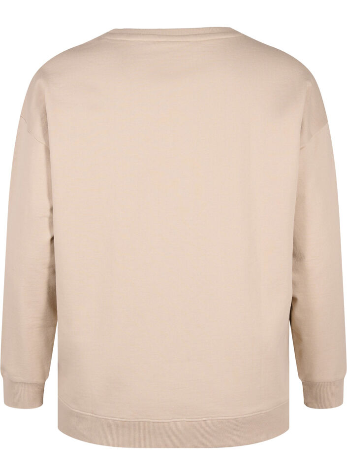 Sweatshirt with a round neck, Simply Taupe, Packshot image number 1