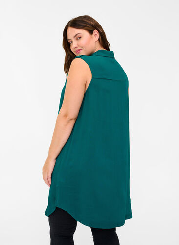 Sleeveless shirt tunic in viscose, Pacific, Model image number 1