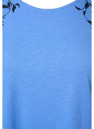 Cotton t-shirt with leaf print, Ultramarine C Leaf, Packshot image number 2