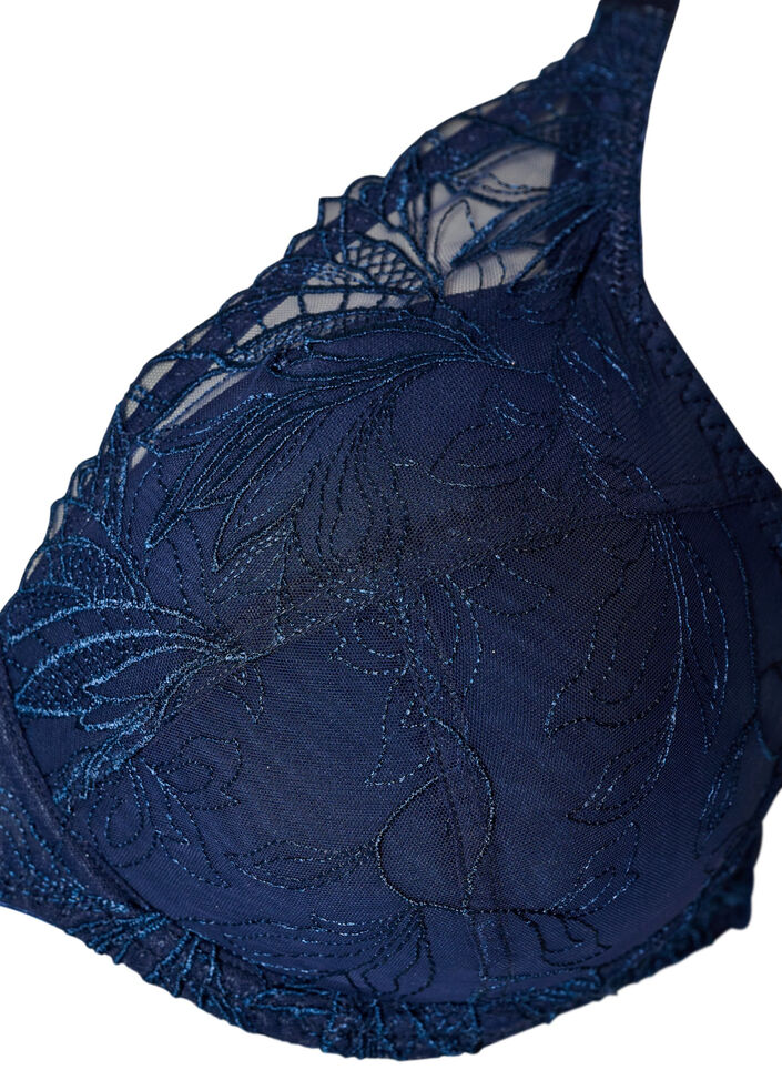Padded lace bra with underwire, Blue, Packshot image number 2
