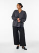 Blouse with smock cuffs and V-neck, Dark Grey, Model image number 1
