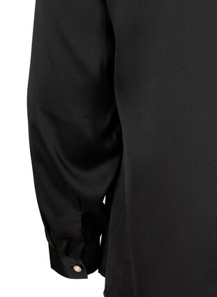 Long-sleeved blouse with feminine buttons, Black, Packshot image number 3