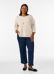 Knitted blouse with hearts and 3/4 sleeves, Beige, Model image number 1