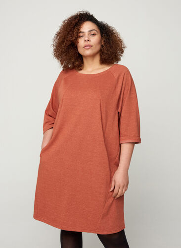 Sweater dress with 3/4-length sleeves and pockets, Arabian Spice Mel, Model image number 0
