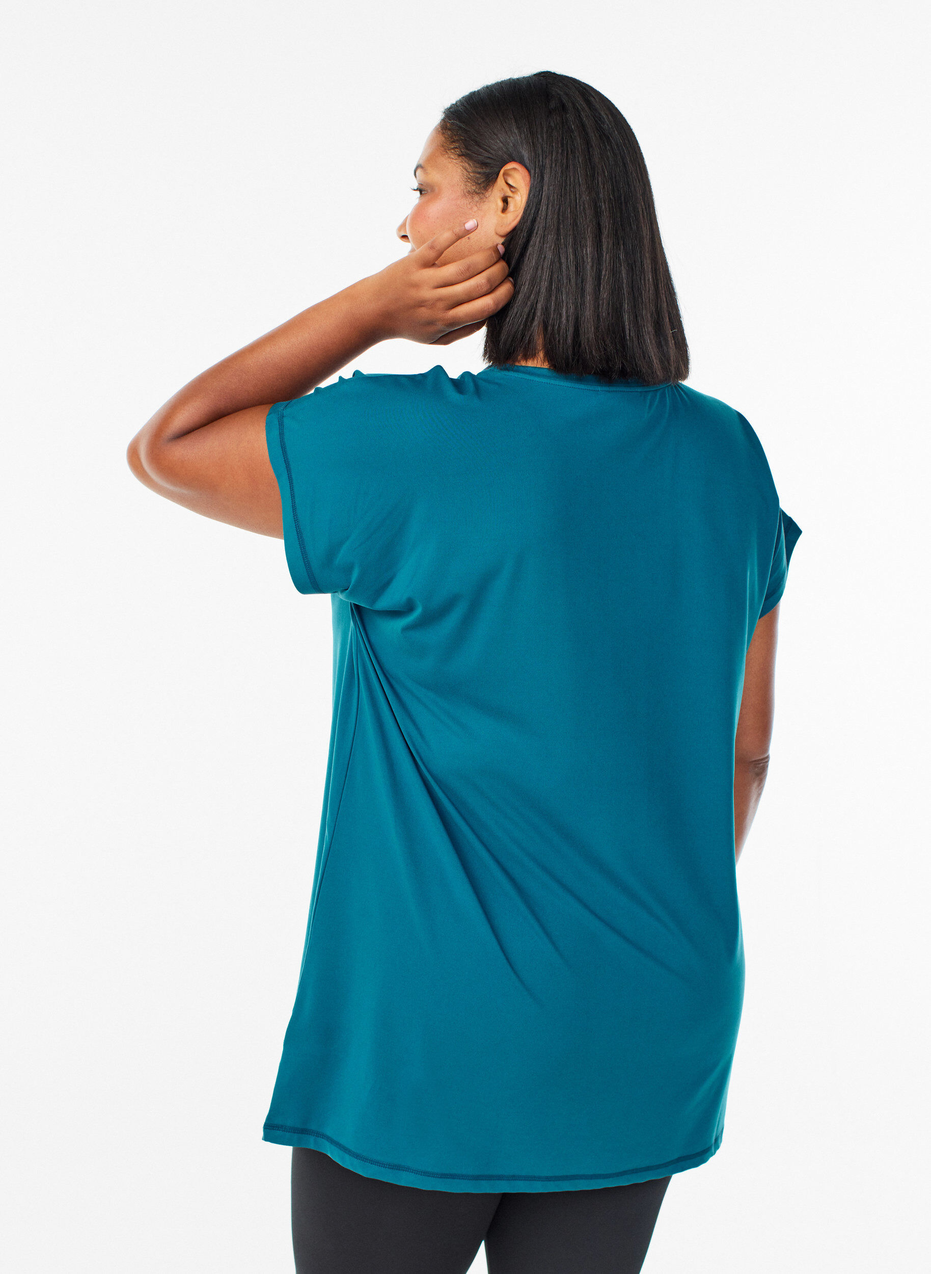 Zizzifashion Long workout T-shirt, Petrol, Model image number 2