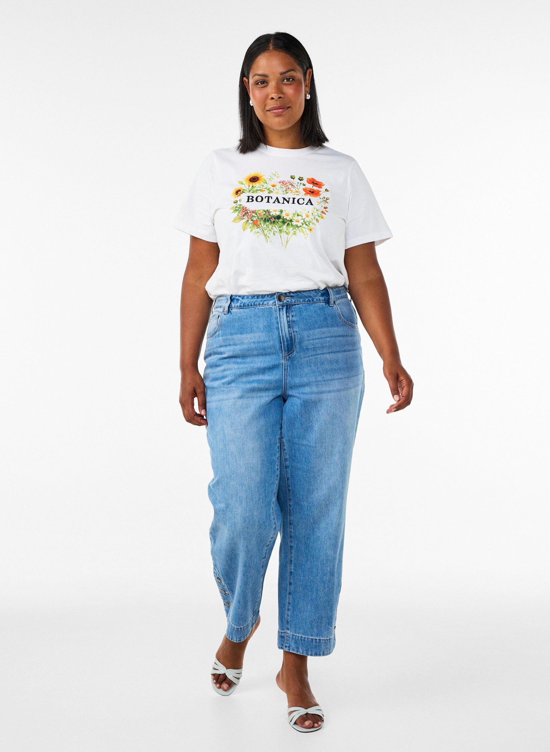 ZizzifashionOrganic cotton T-shirt with front print, White, Model image number 1