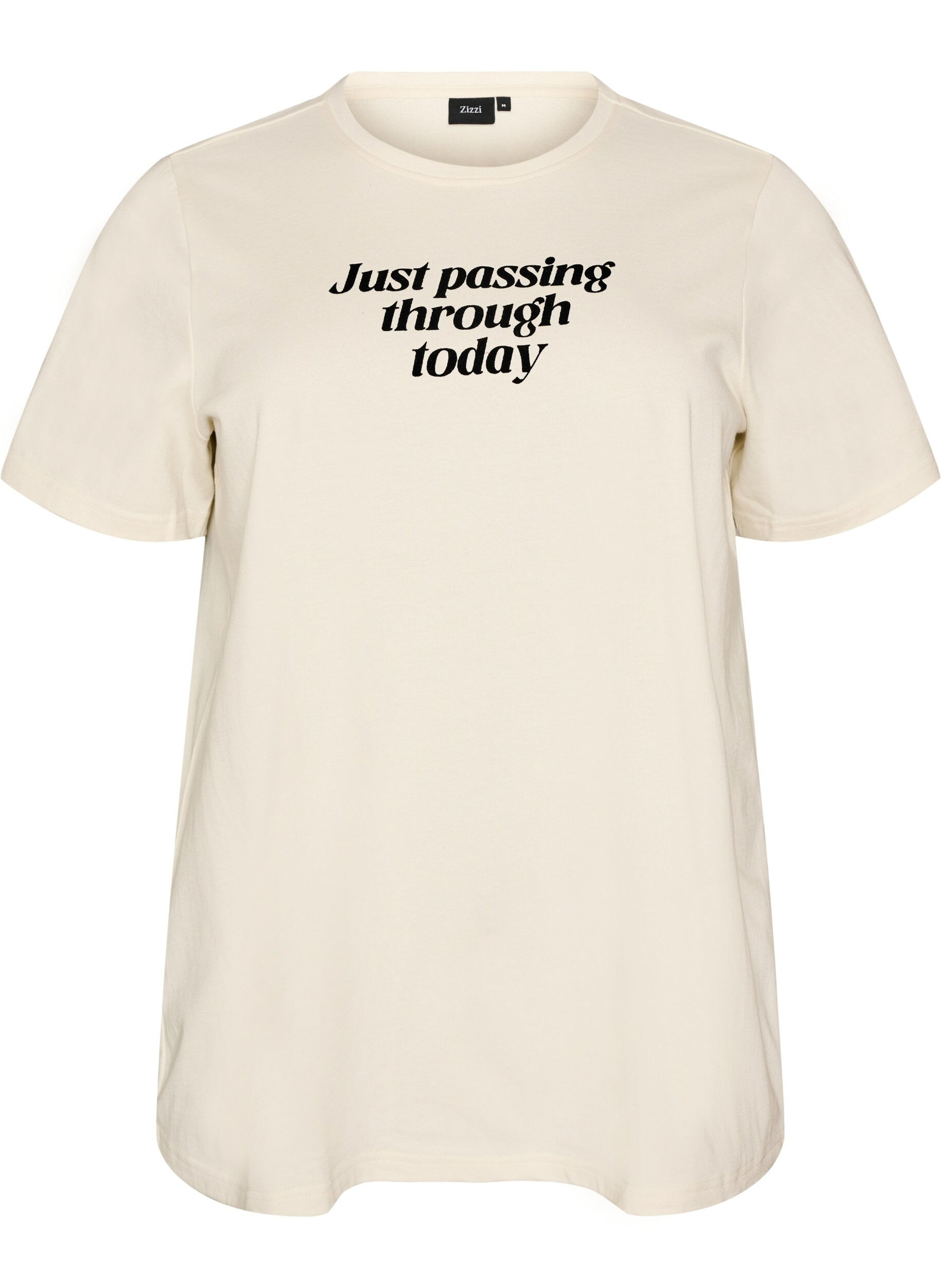 ZizzifashionCotton T-shirt with text print, White, Packshot image number 0