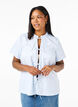 Short-sleeved jacquard blouse with ties, Light Blue, Model image number 0