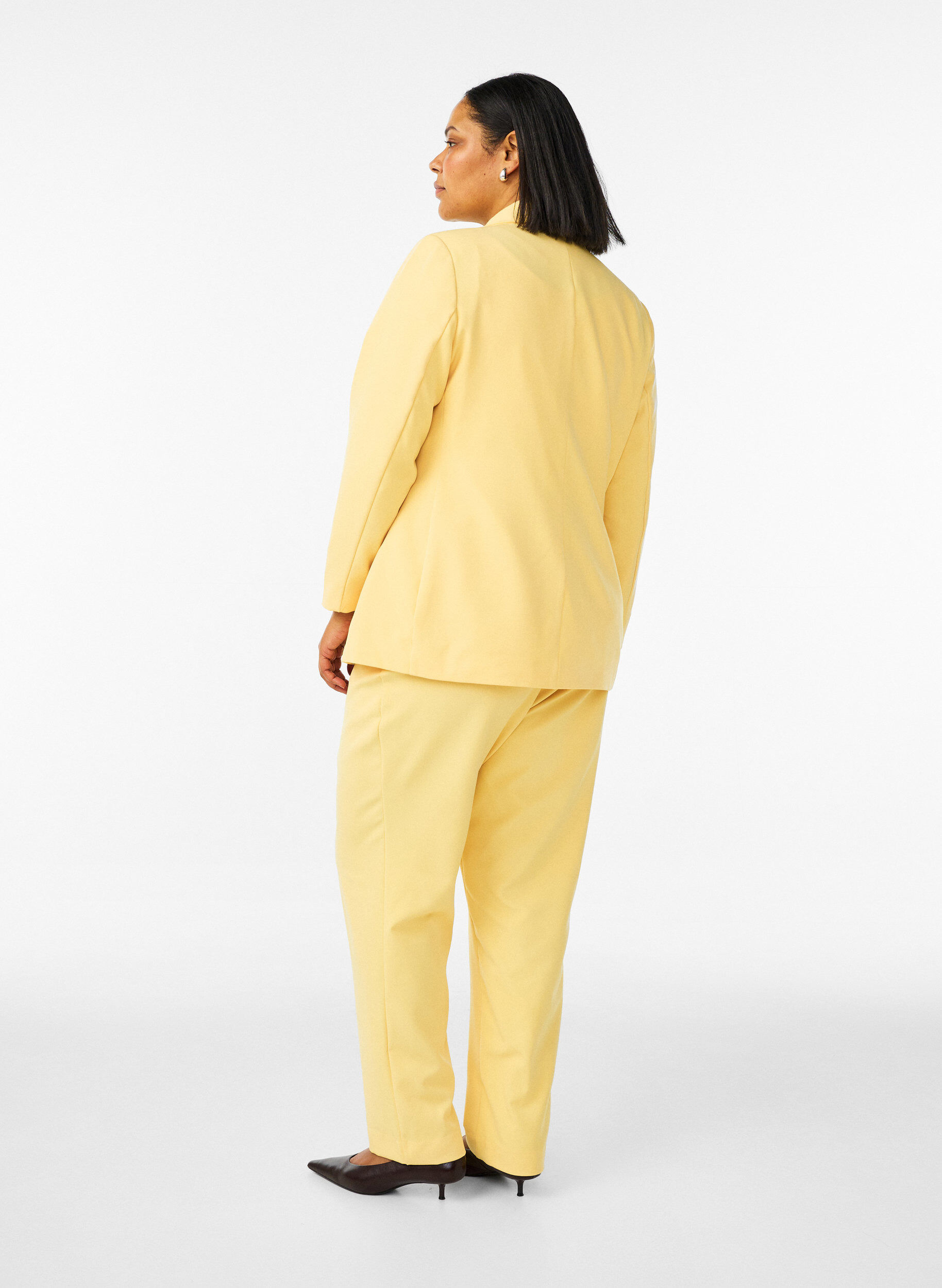 Zizzifashion Trousers with pockets and straight legs, Yellow, Model image number 1