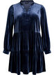 Short velour dress with a ruffle collar and long sleeves, Blue, Packshot image number 0