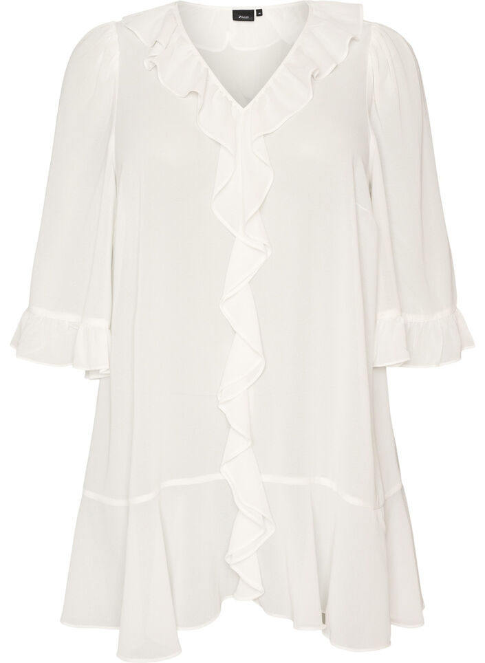 Tunic with ruffles and 3/4 sleeves, Vanilla, Packshot image number 0