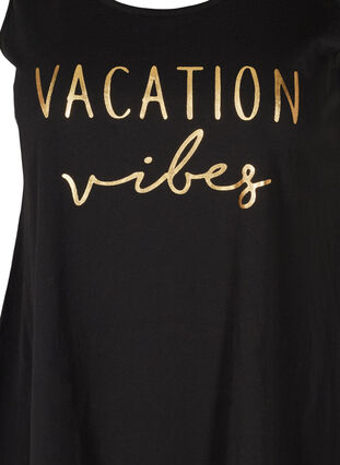 Cotton top with a print and a-line shape, Black VACATION, Packshot image number 2