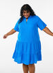 Short A-line dress in cotton muslin, Blue, Model image number 3