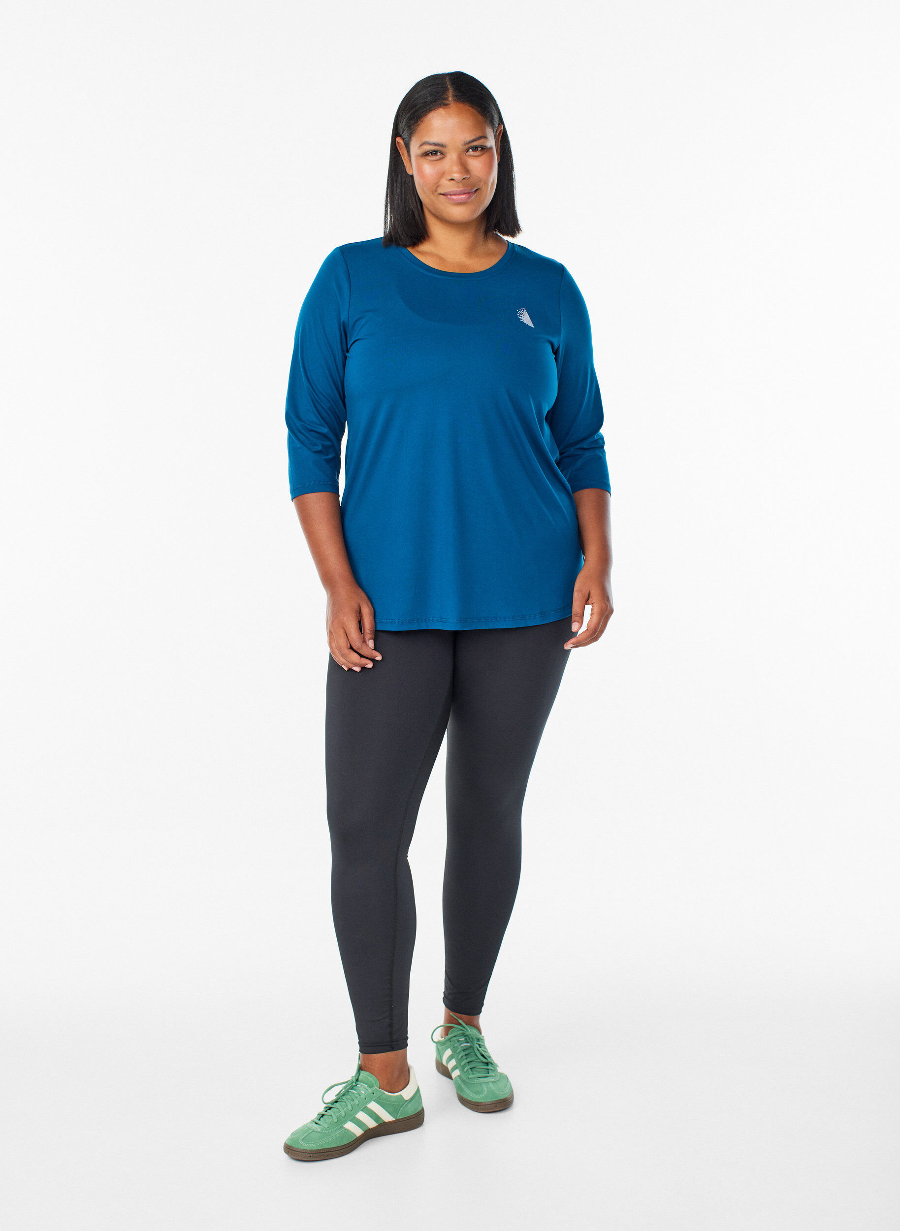Zizzifashion Workout top with 3/4 sleeves, Blue, Model image number 1