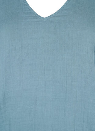 Cotton blouse with embroidery and short sleeves, Smoke Blue, Packshot image number 2