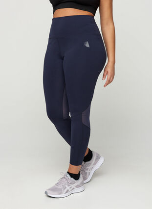 Cropped sports leggings with mesh, Night Sky, Model image number 2