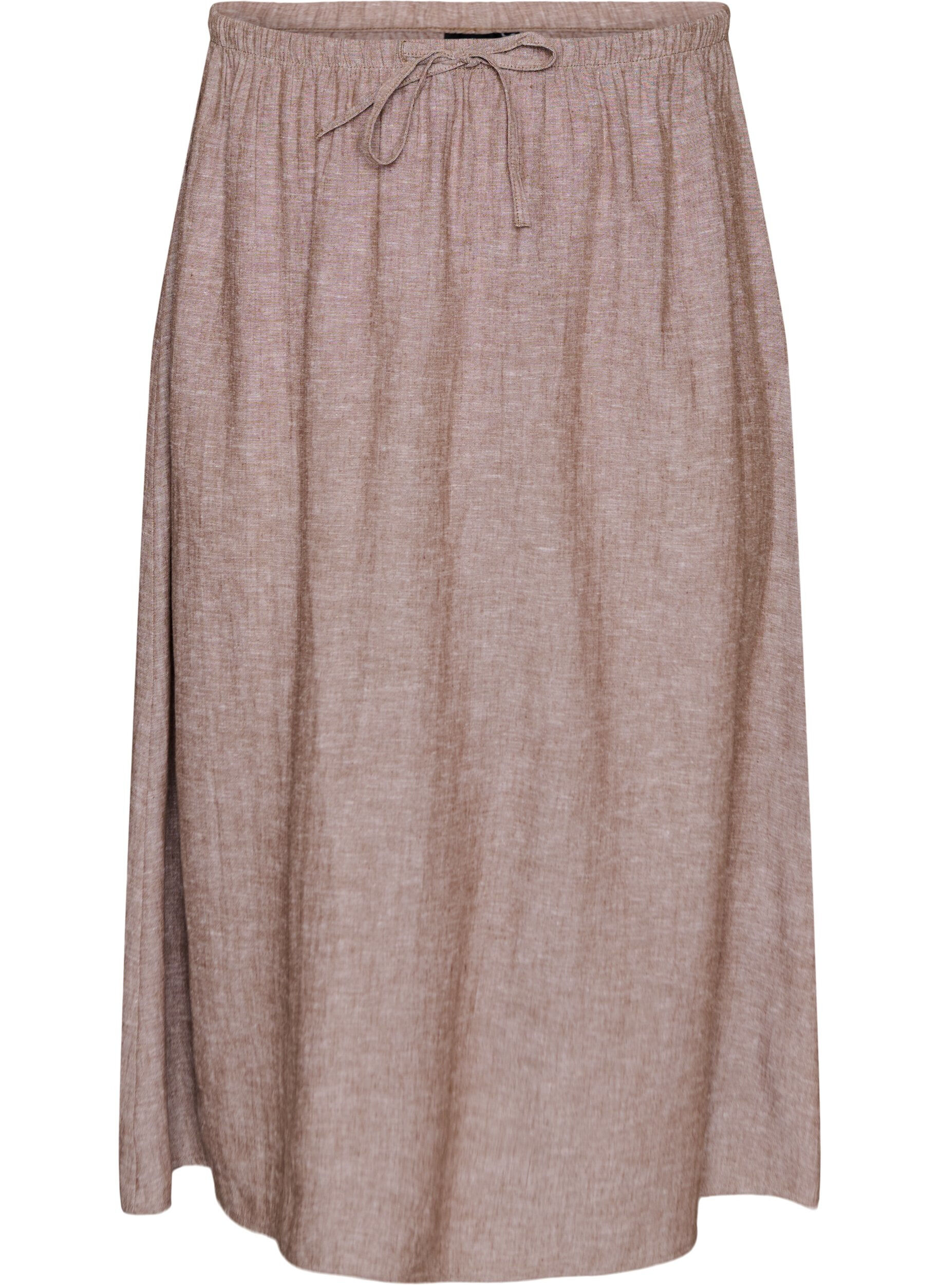 Zizzifashion A-line midi skirt in linen and viscose, Brown, Packshot image number 0