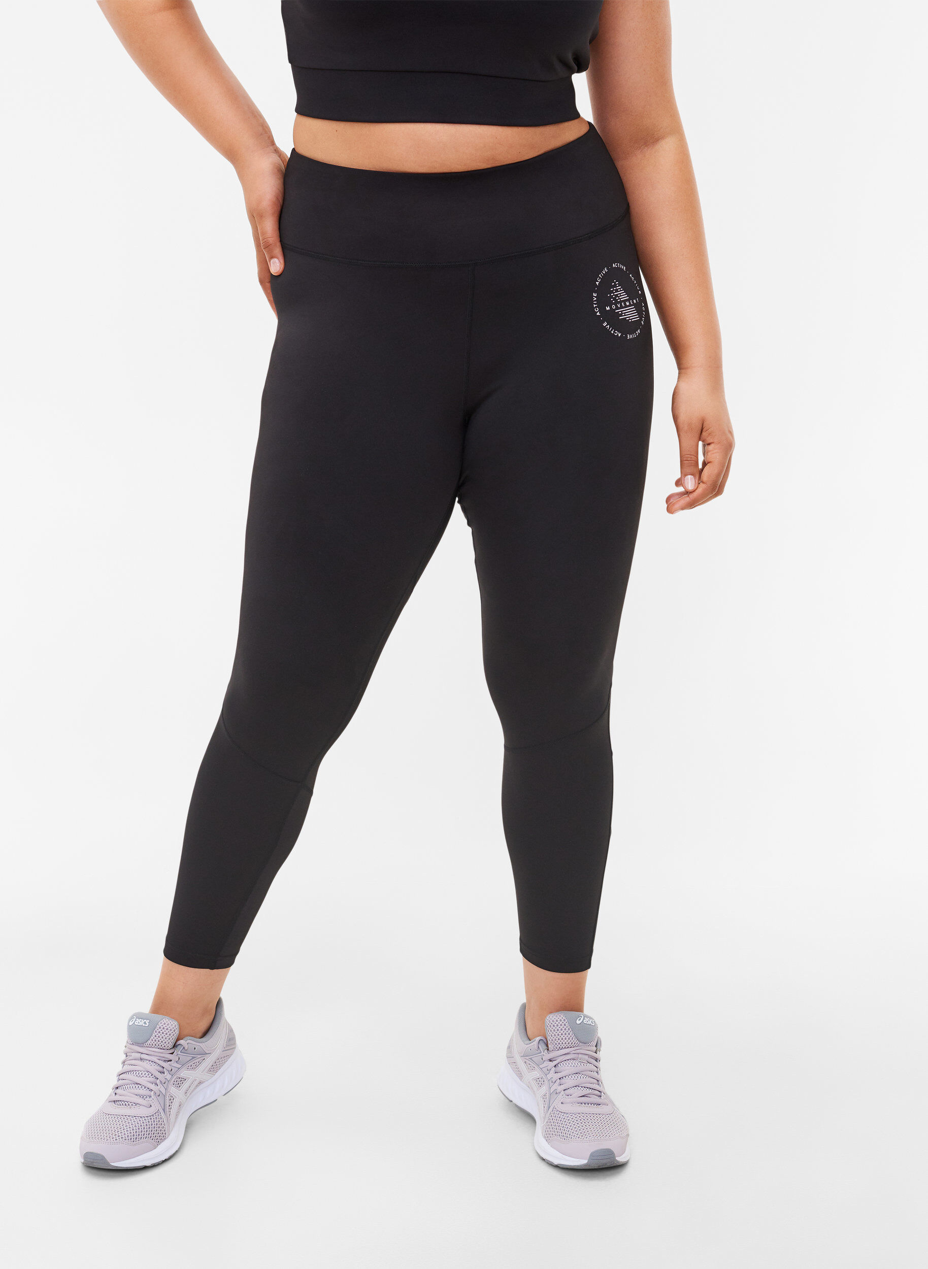 Zizzifashion Solid-coloured gym leggings, Black, Model image number 0