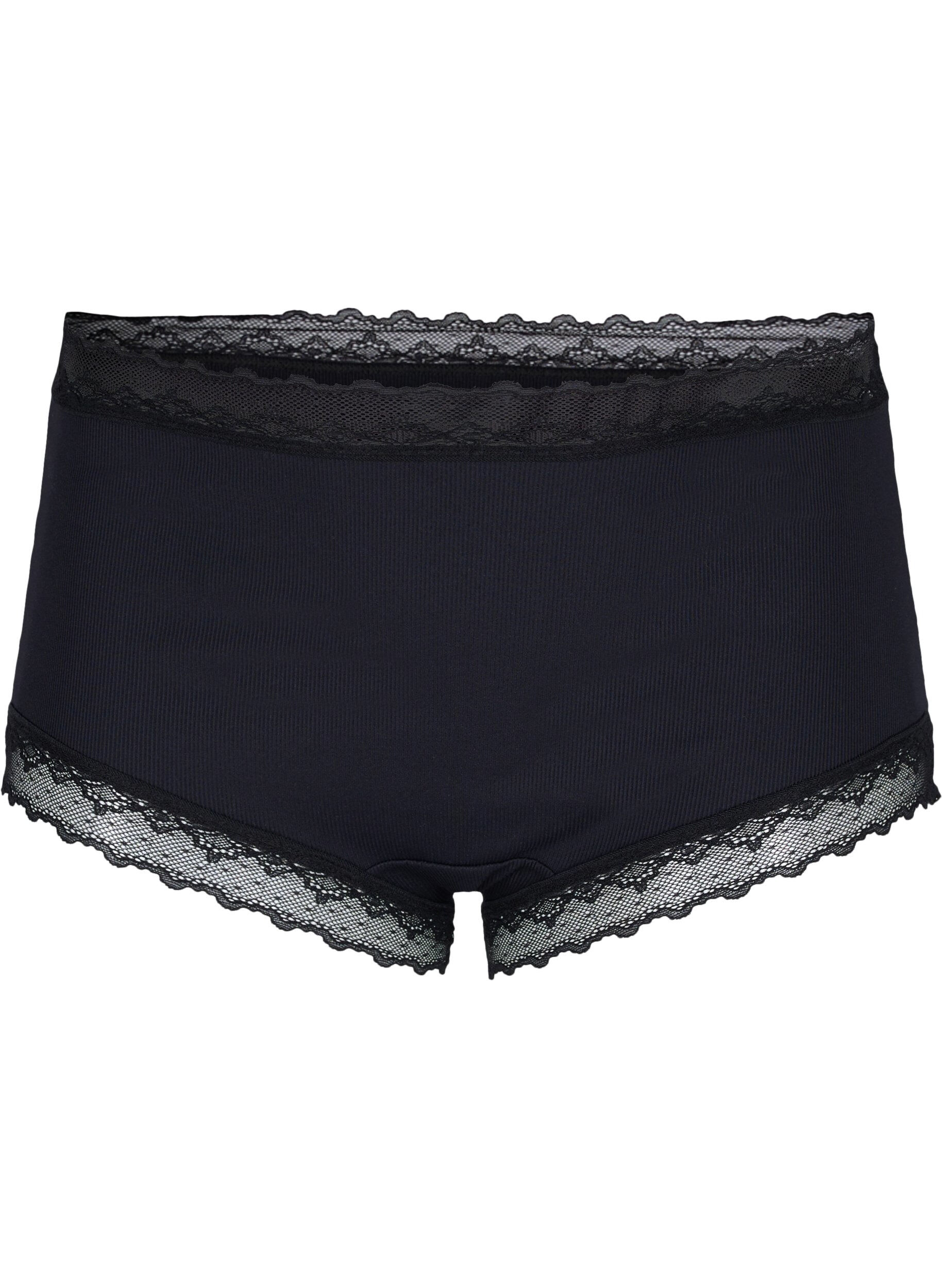 Zizzifashion High waisted hipster brief with lace, Black, Packshot image number 0