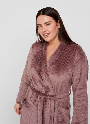 Long dressing gown with pockets, Rose Taupe, Model image number 2