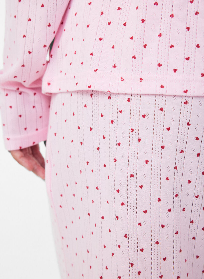 Organic cotton pyjama bottoms with eyelet embroidery, Pink, Model image number 4
