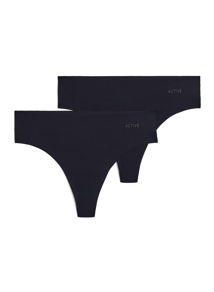 2-pack invisible G-string training panties, Black, Packshot image number 0
