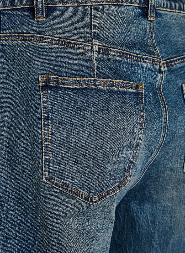 Barrel fit jeans with a distressed wash, Blue, Packshot