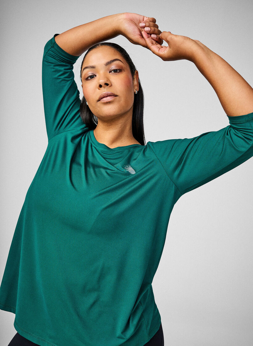 Sports top with 3/4 sleeves, Green, Image image number 0