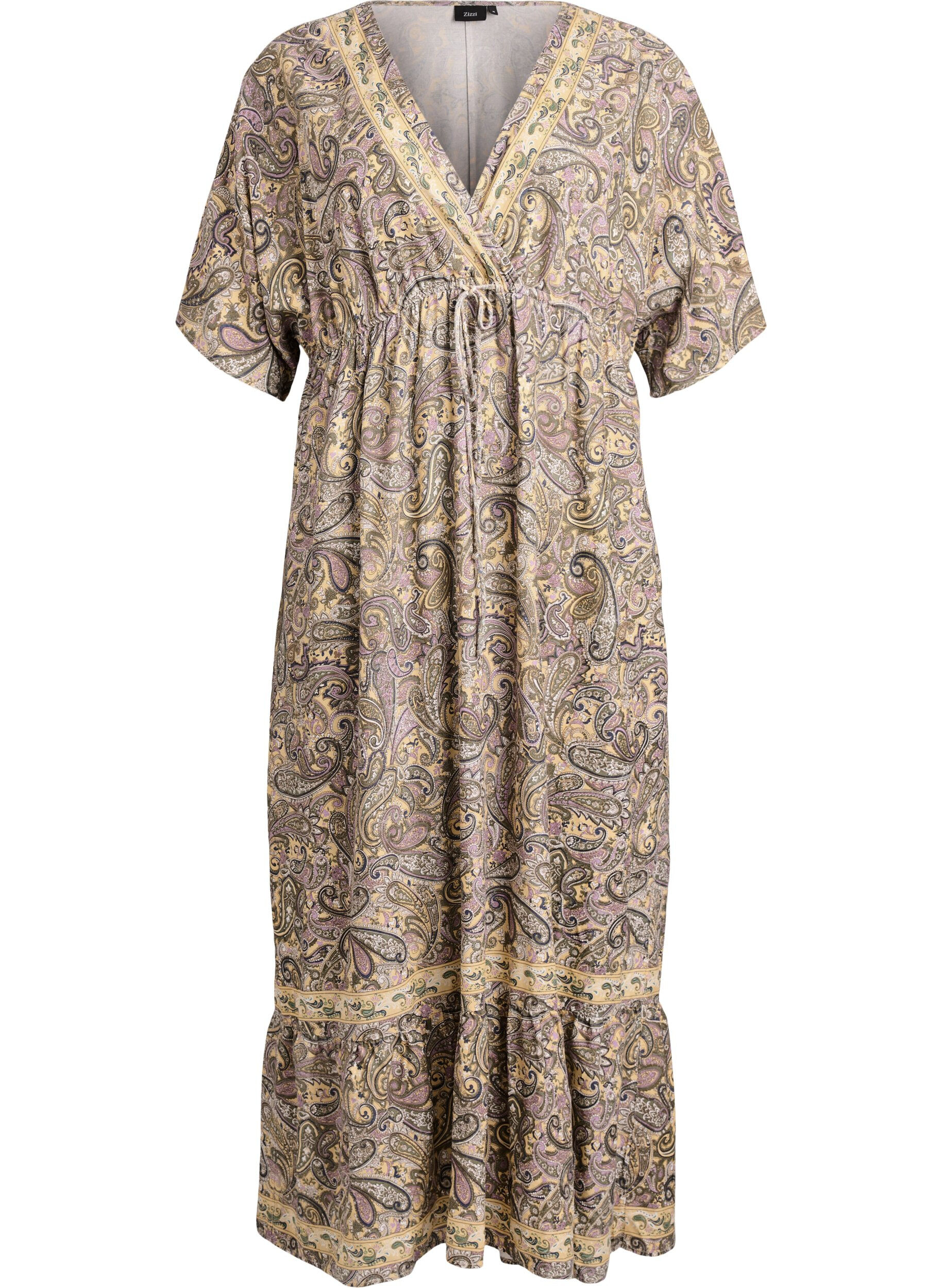 Zizzifashion Viscose maxi dress with a paisley print, Yellow, Packshot image number 0