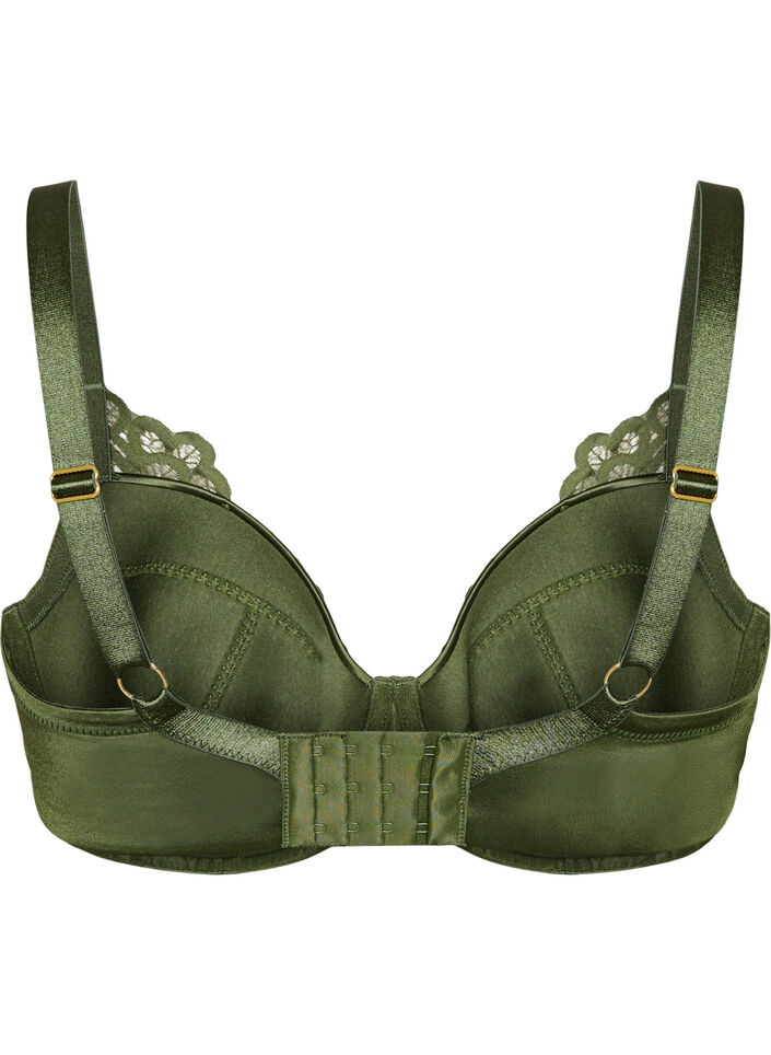 Padded underwired bra with lace, Green, Packshot image number 1