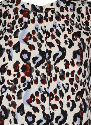 Printed viscose tunic with buttons, White Leo Print, Packshot image number 2