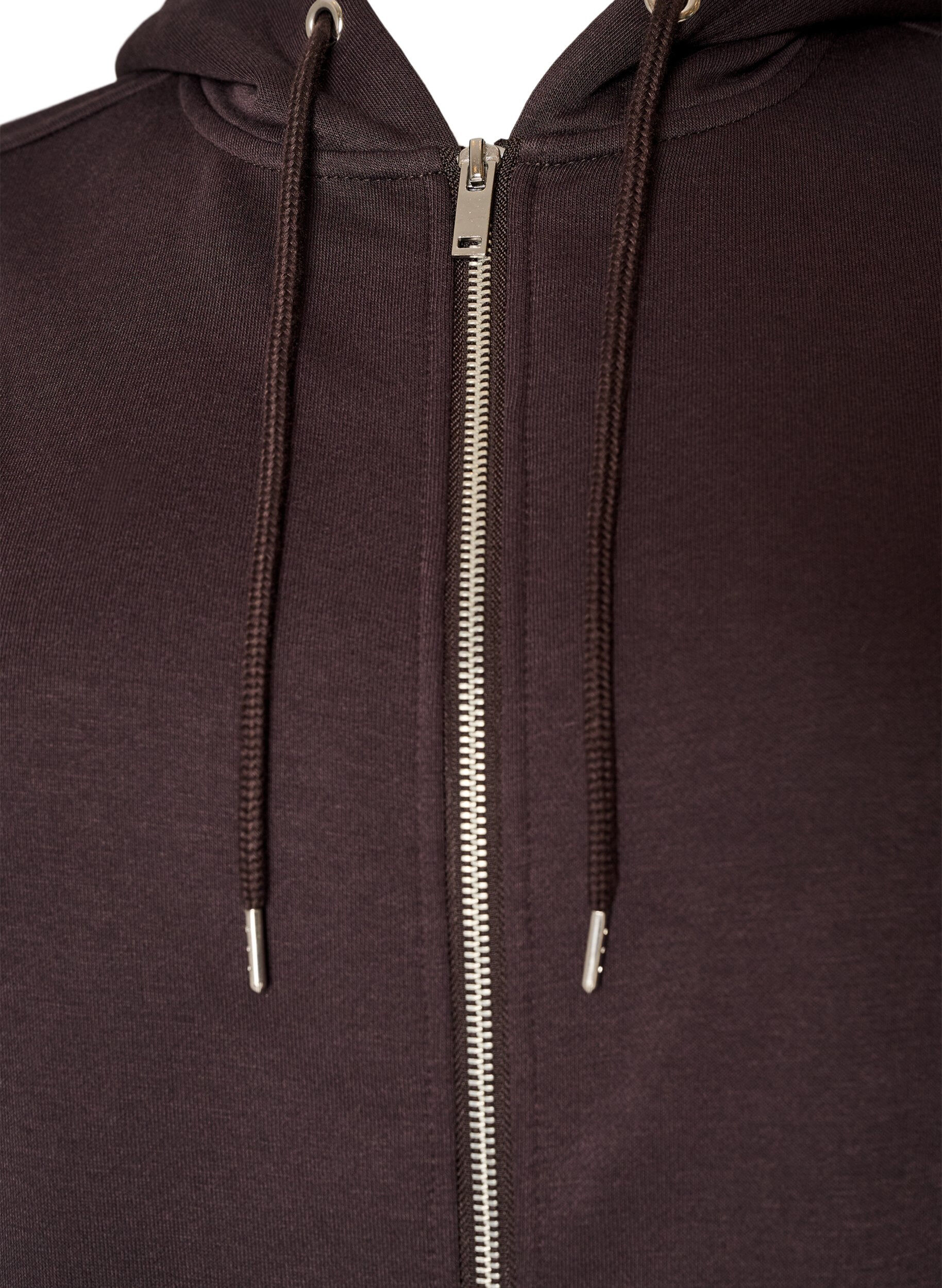 ZizzifashionHooded sweatshirt with a zip and pockets, Brown, Packshot image number 2