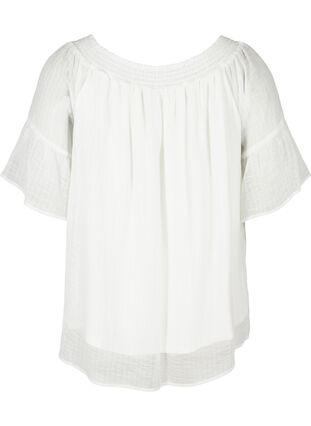 Short-sleeved blouse with smock and light structure, Snow White, Packshot image number 1