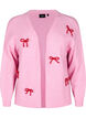 Short knitted cardigan with bows, Begonia Pink Comb, Packshot image number 0