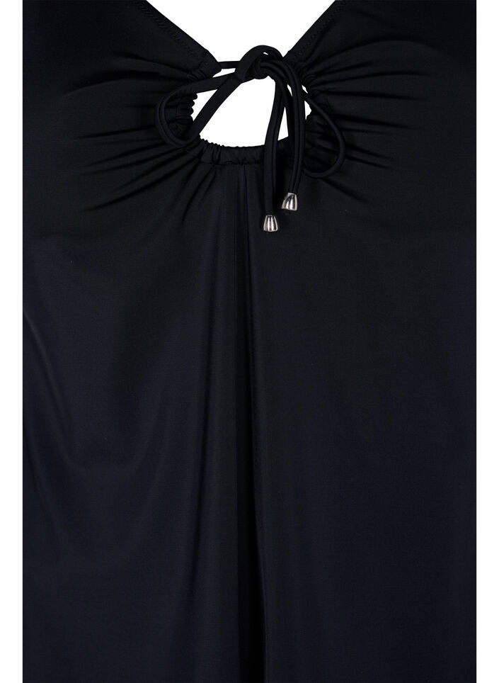 Solid colour tankini with string detail, Black, Packshot image number 2