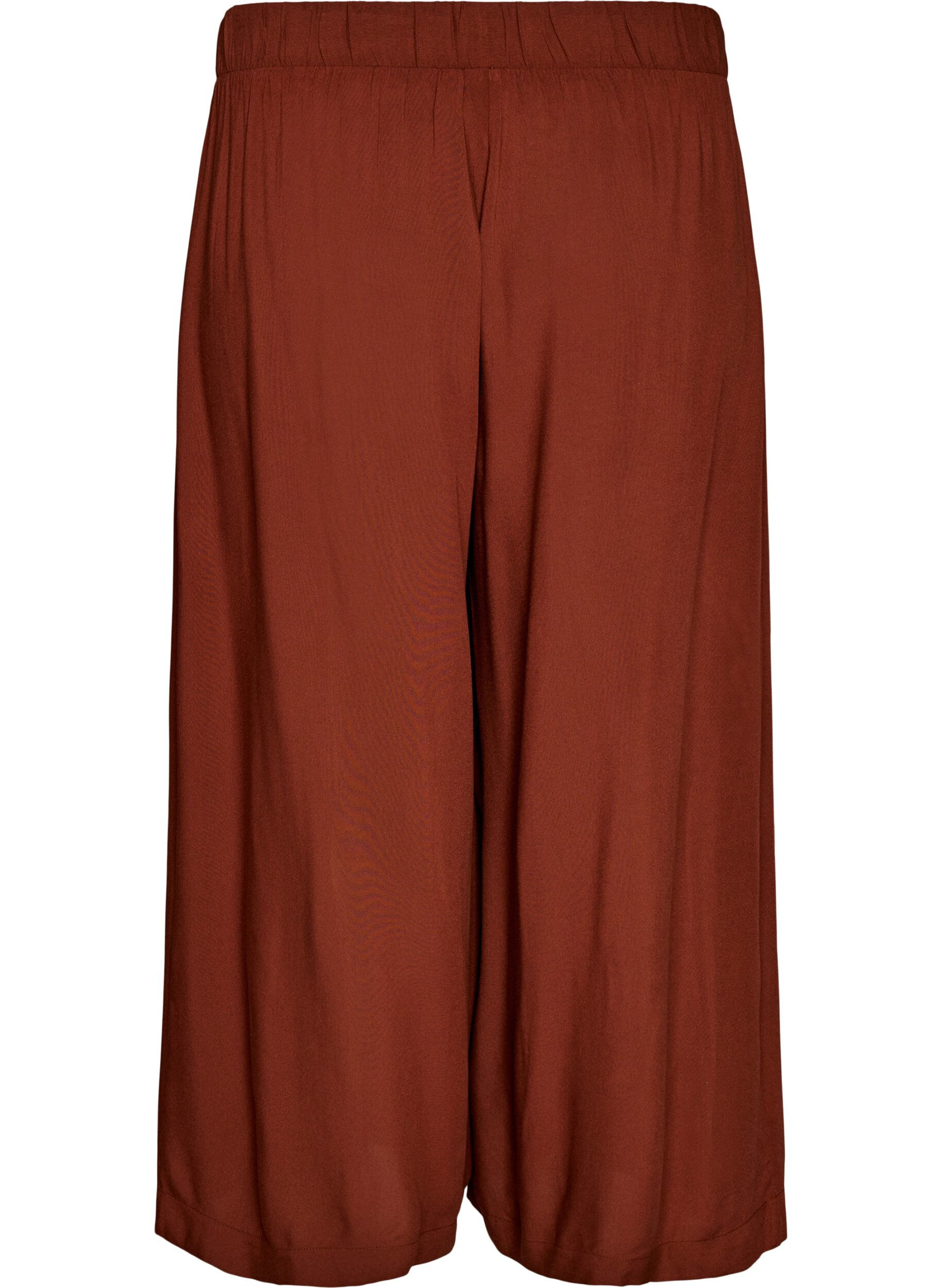 Zizzifashion Culottes in viscose with a high waist and wide legs, Red, Packshot image number 1