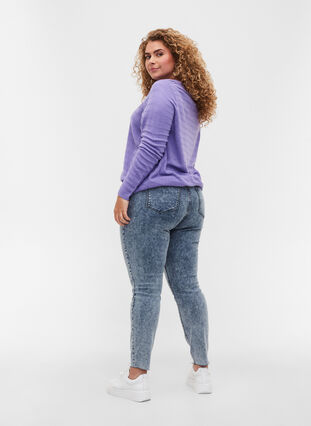 Cropped Bea jeans with extra high waist, Blue Snow Wash, Model image number 1