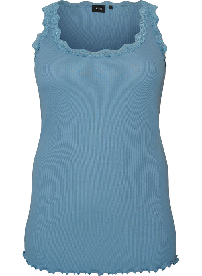 Top with lace trim, Blue, Packshot image number 0