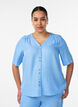 V-neck shirt blouse with short sleeves, Light Blue, Model image number 0