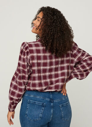 Checked shirt with puff sleeves, Port Royal Check, Model image number 1
