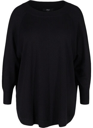 Textured knitted poncho, Black, Packshot image number 0