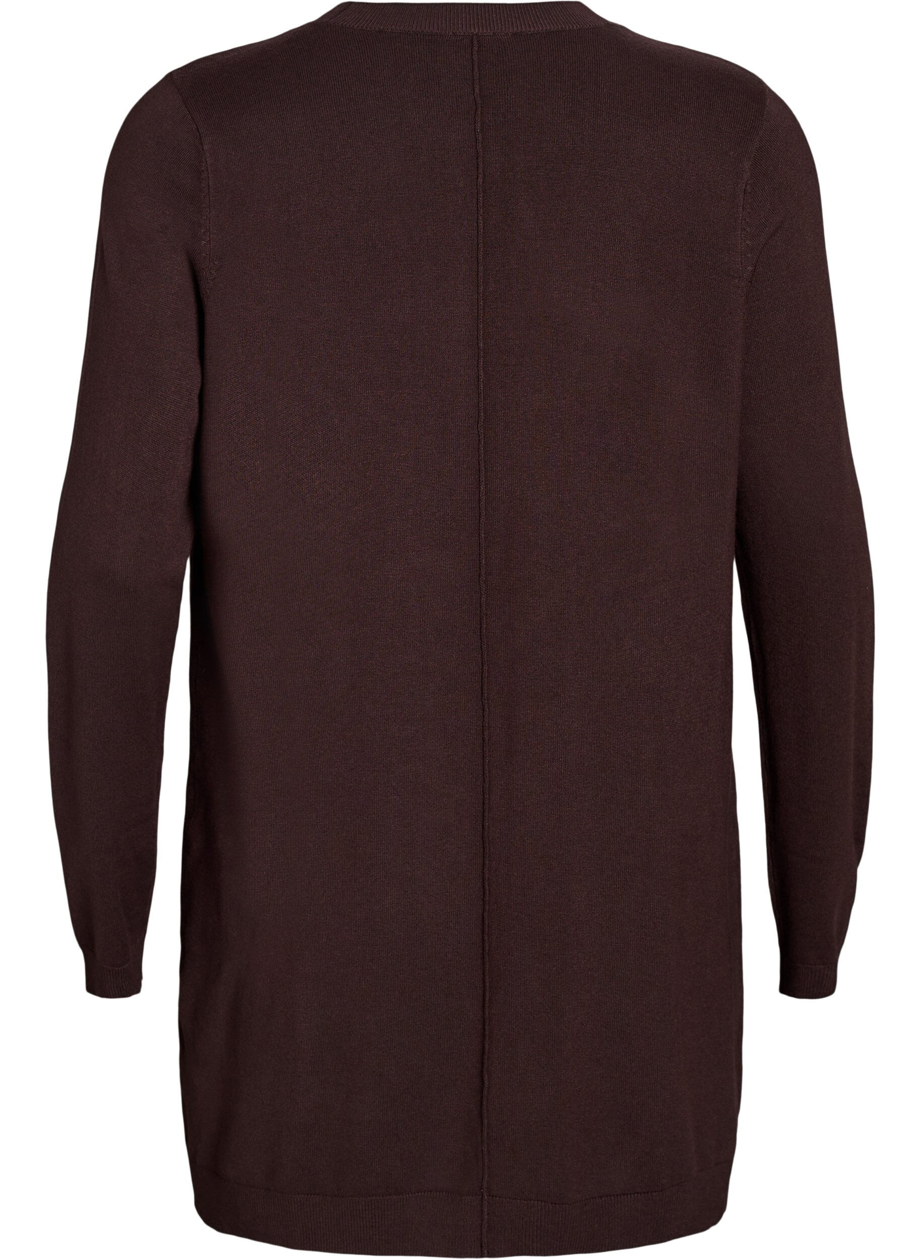 ZizzifashionLong knitted cardigan in a viscose blend, Brown, Packshot image number 1