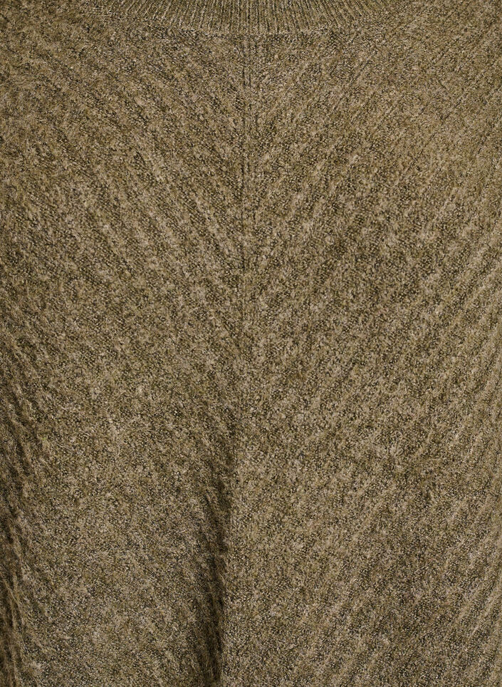 Knitted blouse with V-shaped rib pattern and slits, Green, Packshot image number 2