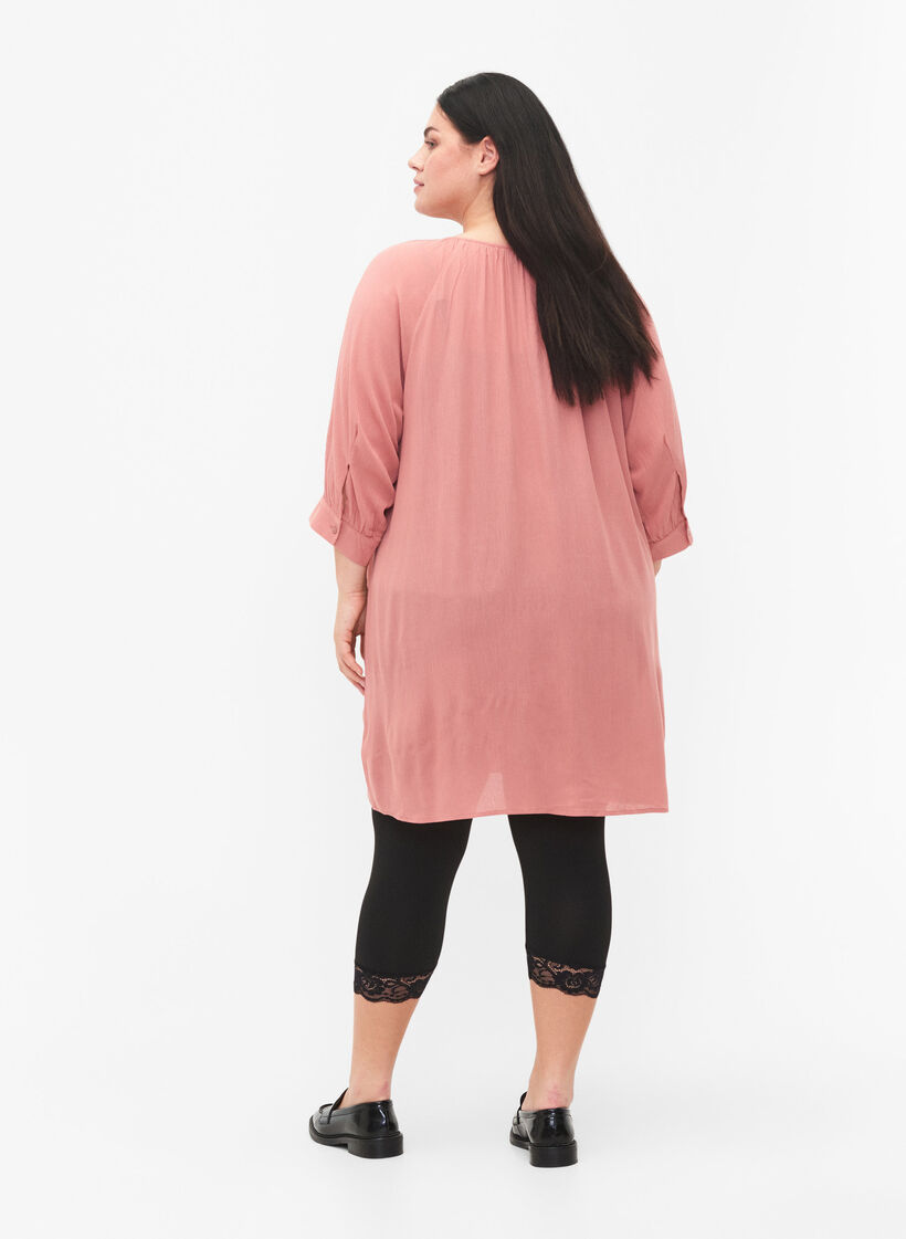 2-pair 3/4 leggings with lace trim, Black / Black, Model image number 1