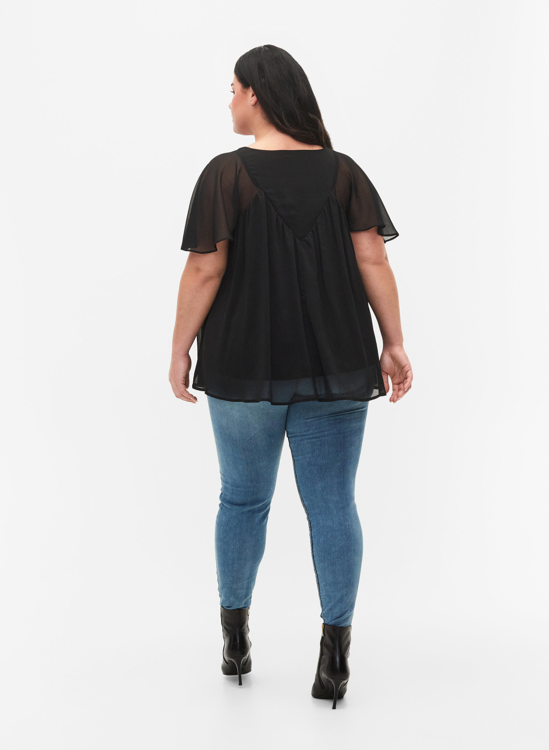 Zizzifashion Jeggings with rip, Blue denim, Model image number 1