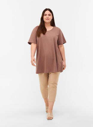 Long short-sleeved t-shirt in cotton , Deep Taupe, Model image number 2