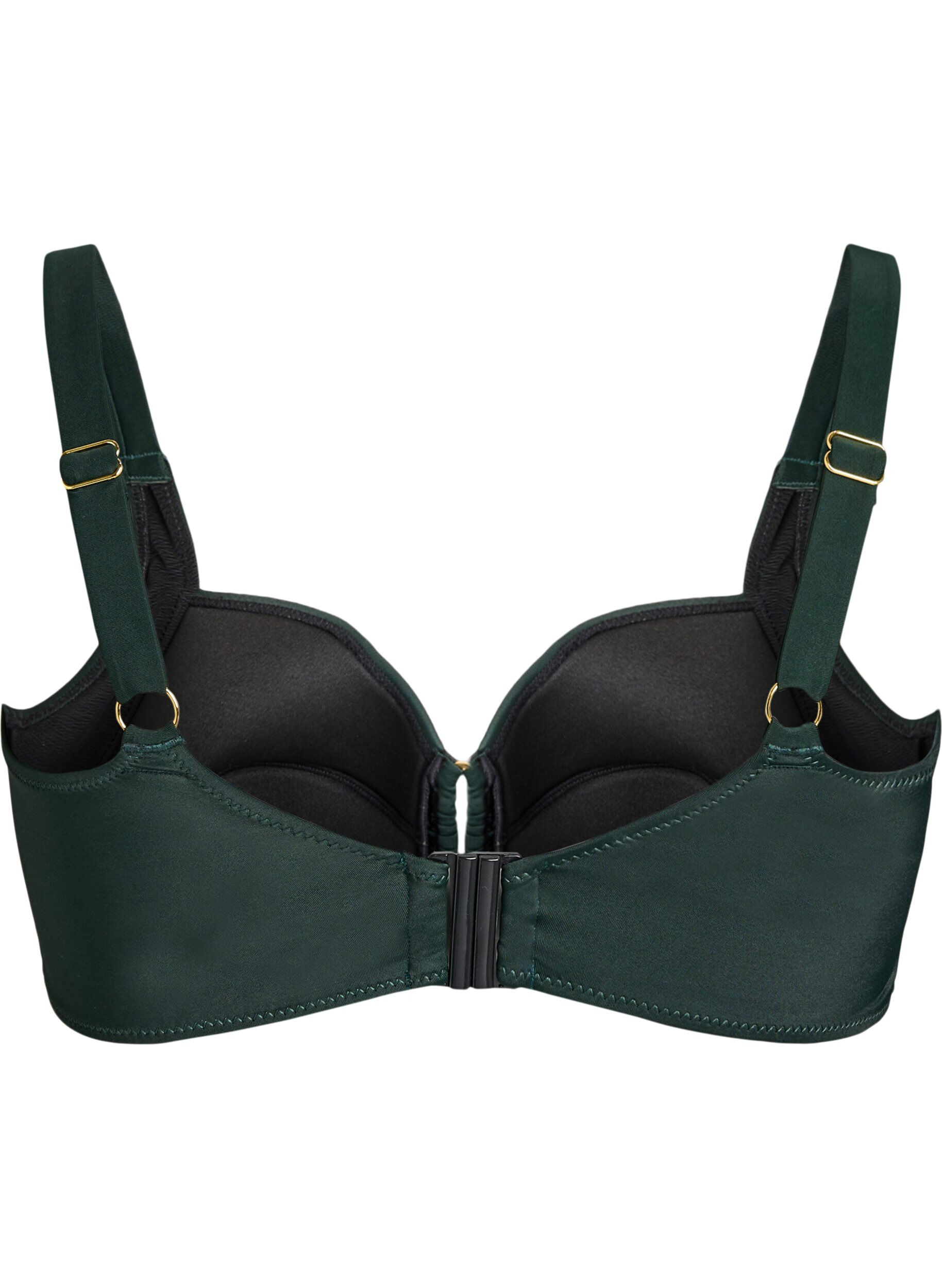 Zizzifashion Padded bikini top with ring detail, Green, Packshot image number 1