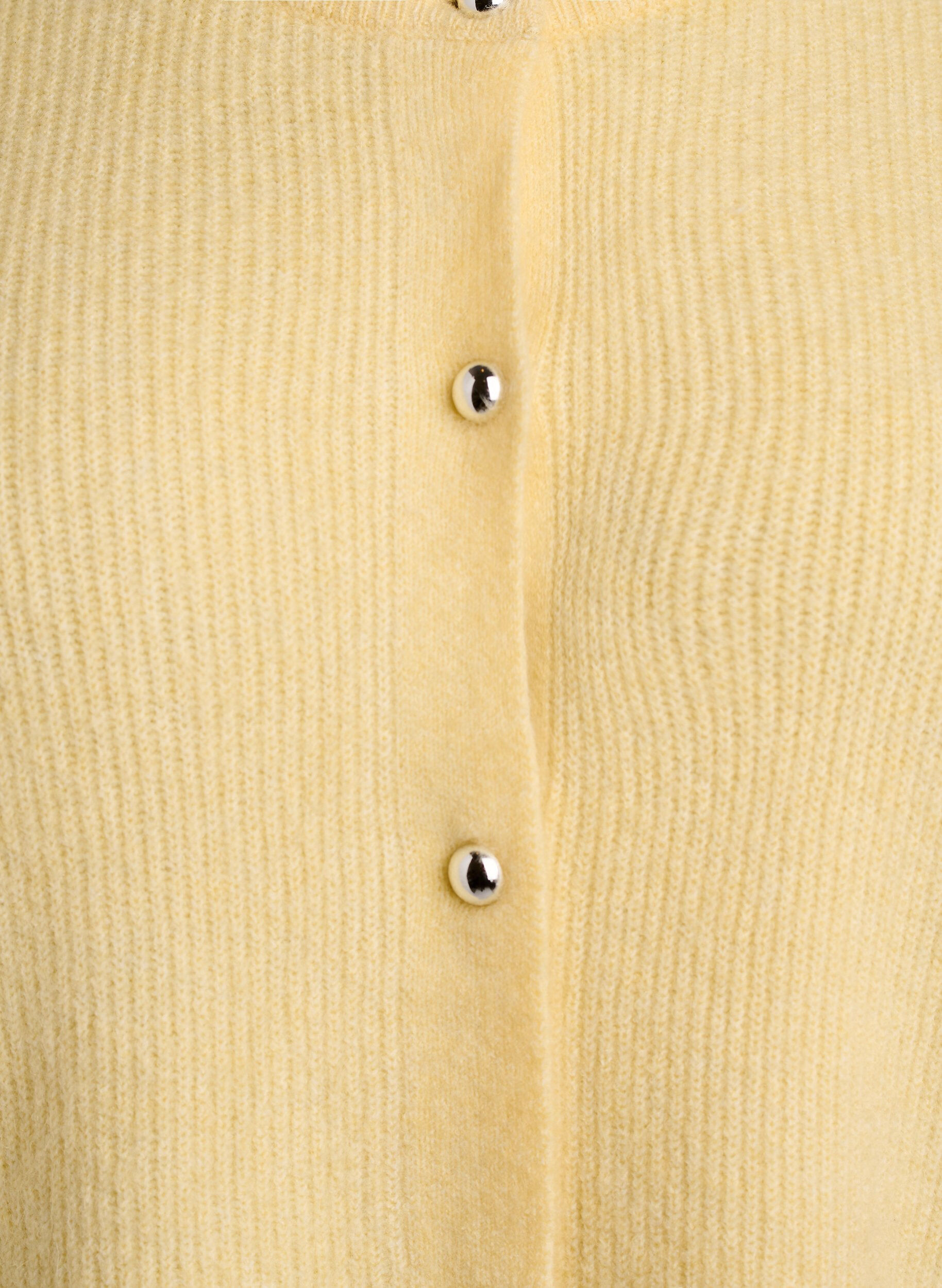 Zizzifashion Short-sleeved knit cardigan with shiny ball buttons, Yellow, Packshot image number 2