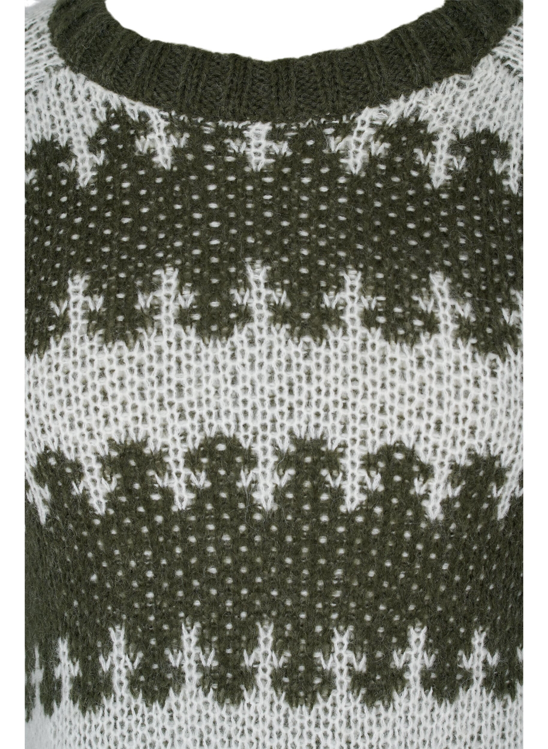 Zizzifashion Patterned knitted jumper, Forest Night Comb, Packshot image number 2